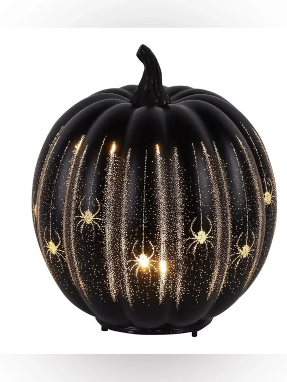 Pre-Lit Rotating Shimmer Pumpkin Black